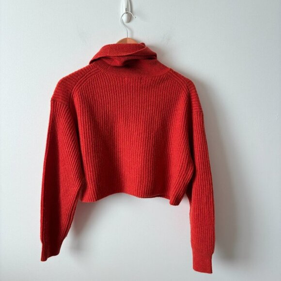 Aritzia Babaton Guell Luxe Cashmere Slouchy Turtleneck Crop Sweater Red Size XS - Picture 5 of 7